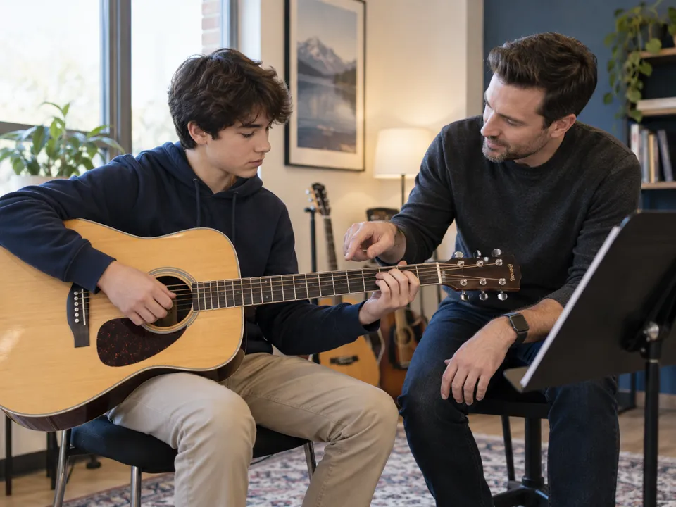 Private guitar lesson for a student in Mississauga